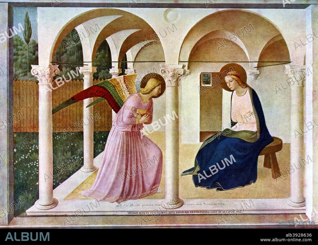 'The Annunciation', c1438-1445, (c1900-1920). A print after the fresco in the Museo di San Marco dell'Angelico, Florence, from Art History and Literature Illustrations, by Jessie Noakes, Virtue and Co, (London, c1900-1920).