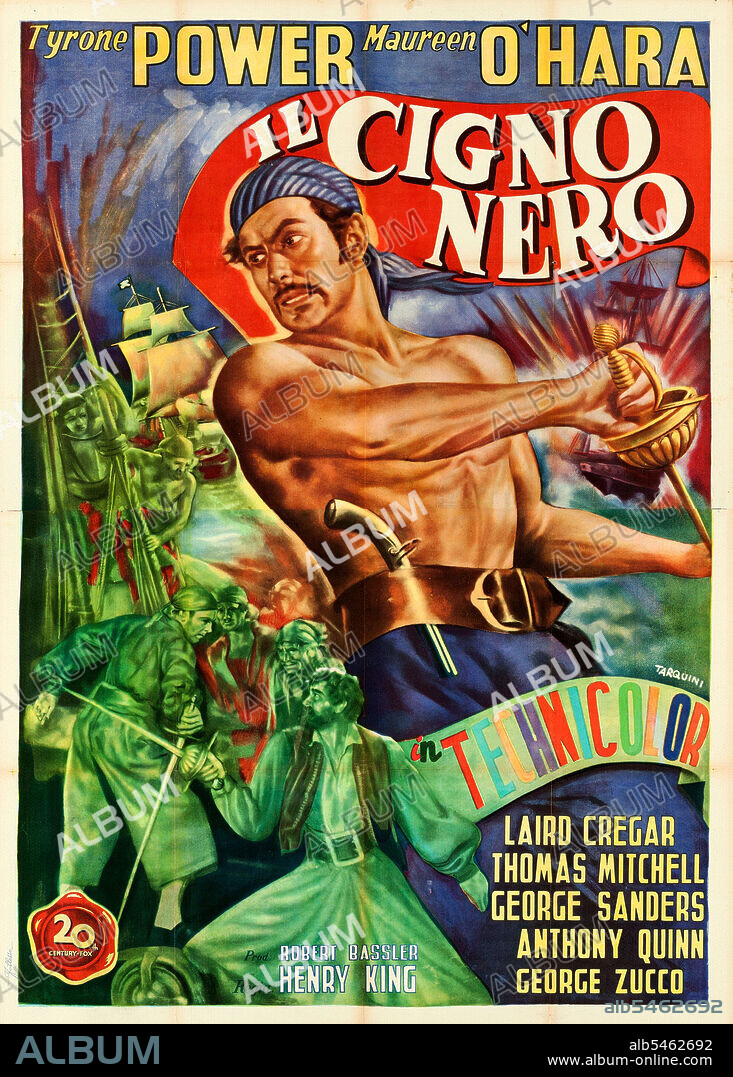 Affiche de THE BLACK SWAN, 1942, réalisé par HENRY KING. Copyright 20TH CENTURY FOX.