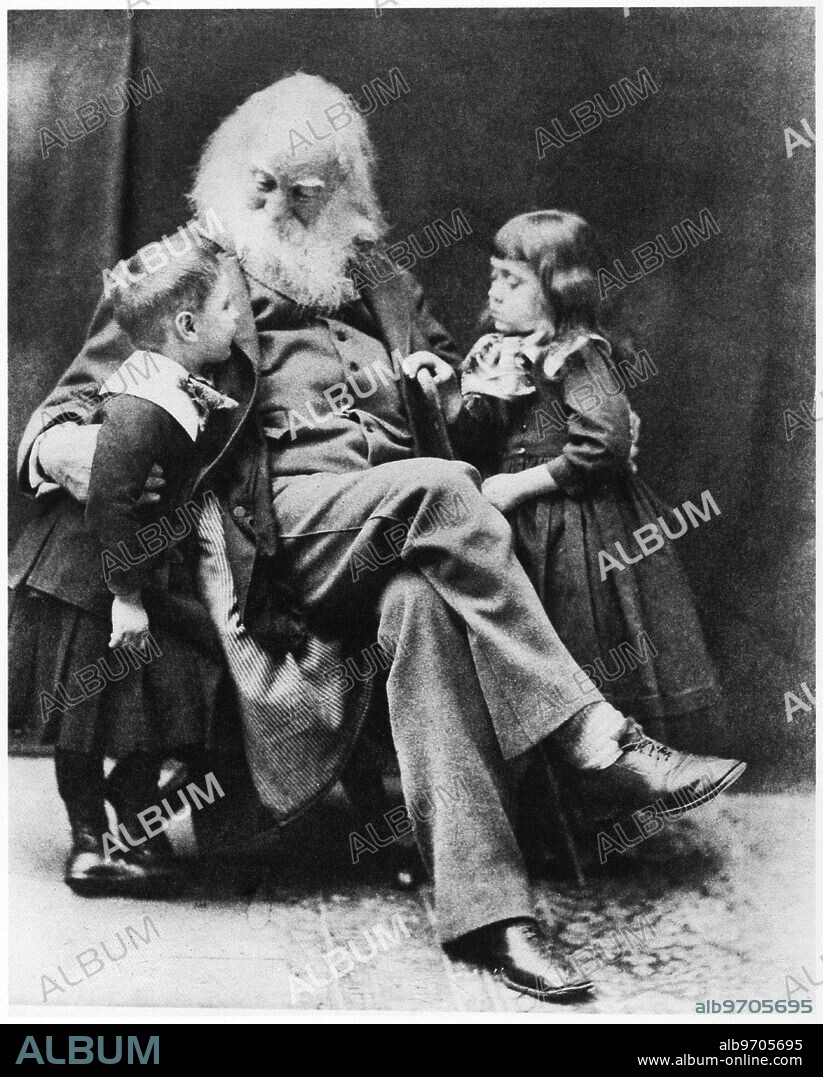 Walt Whitman (1819-92), American Poet, Seated Portrait with Two Children, 1887.