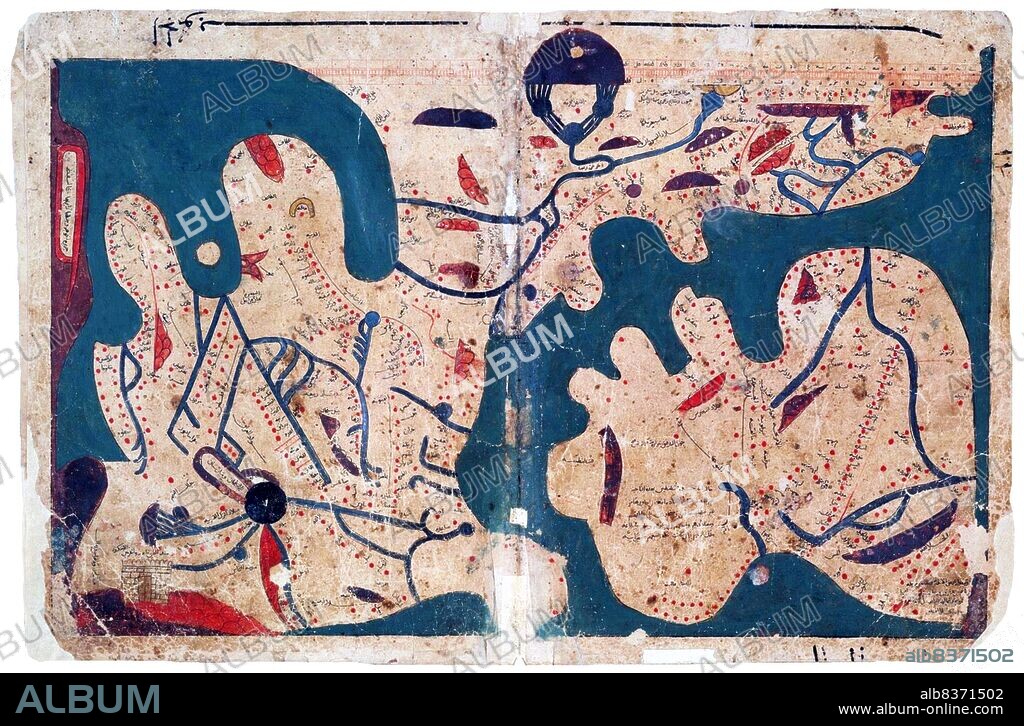 Composed in Egypt in the first half of the 11th century, the 'Book of Curiosities' is a 12th/13th century cosmographical manuscript contains highly unique celestial and terrestrial maps, including the first known rectangular map of the world produced before the renaissance.<br/><br/>. The geographical references are based largely on the first century work of Ptolemy but the manuscript contains previously unknown distinct cartographic features.