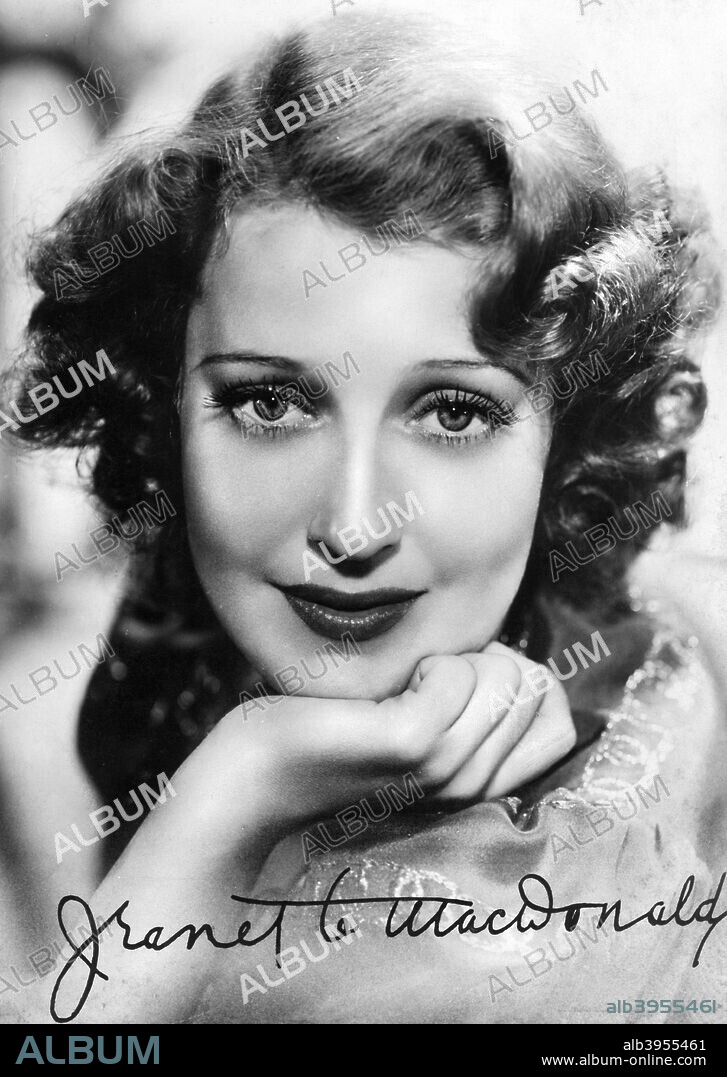 Jeanette MacDonald (1903-1965), American singer and actress, c1930s-c1940s. Signed photograph. In 1929 Ernst Lubitsch saw MacDonald and cast her opposite Maurice Chevalier in The Love Parade. Unfortunately for MacDonald, musicals went into decline and in 1931 Paramount dropped her. It was through MGM that she paired up with her most-famous acting partner, Nelson Eddy, with whom she made eight films. The couple were forever known as America's Singing Sweethearts.