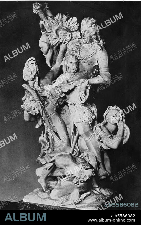 Eugen, Prinz von Savoyen Heerführer. 1663-1736. "Apotheose des Prinzen Eugen", Skulptur von Balthasar Permoser, 1721. sächs. Marmor, Höhe 230 cm. Wien, Barockmuseum. Wien, Österr. Galerie im Belvedere.