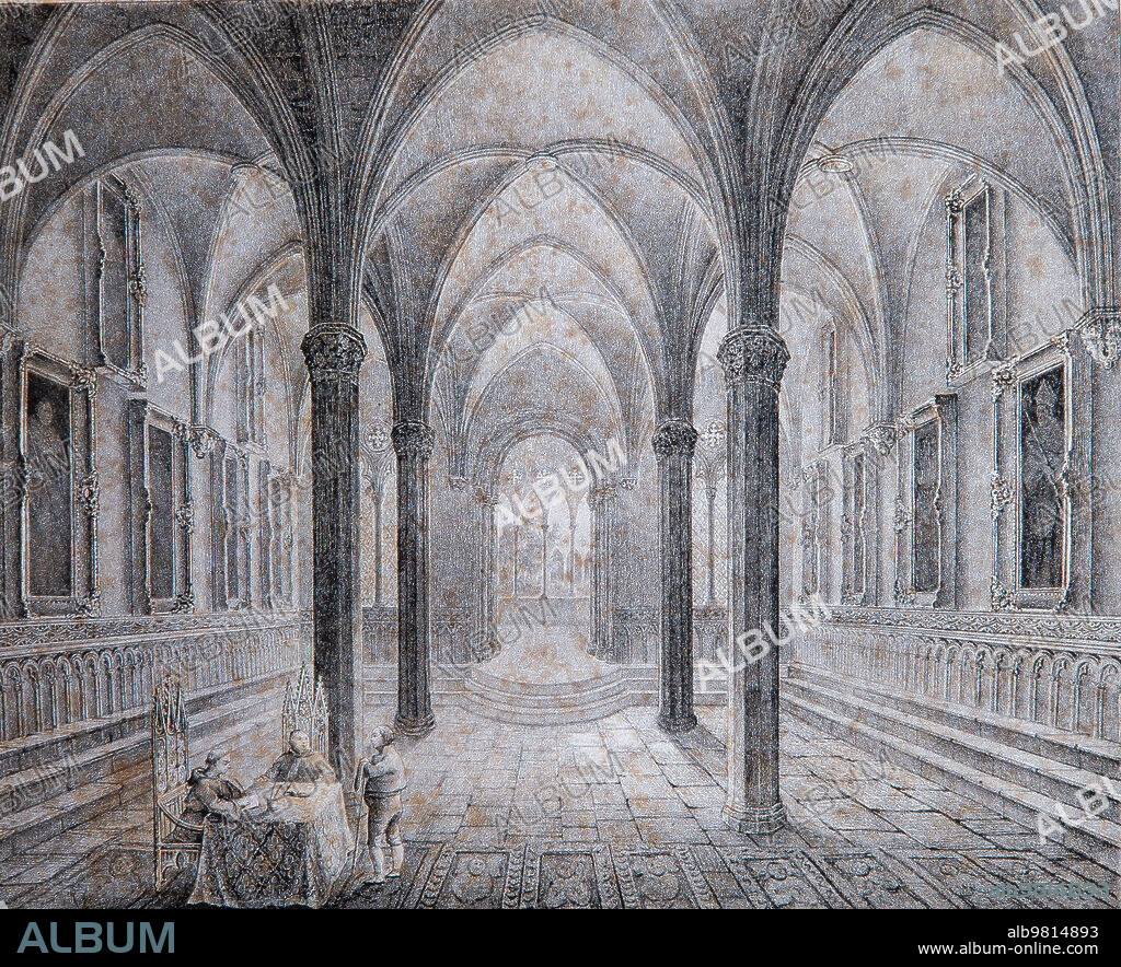 FRANCISCO JAVIER PARCERISA. Francesc Xavier Parcerisa i Boada / Sepulcros reales del monasterio de Poblet, 1839.Procedente de la obra Historia Universal Ilustrada, Tomo III. Colección privada.