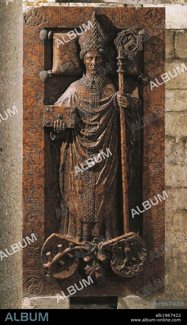 Bishop Hack, tombstone slab, Cathedral of San Vigilio, Trento, Trentino-Alto Adige. Italy.