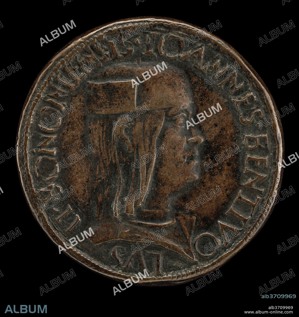 ATTRIBUTED TO FRANCESCO FRANCIA. Giovanni II Bentivoglio, 1443-1509, Lord of Bologna 1462-1506 [obverse]. Dated: 1494. Dimensions: overall (diameter): 2.8 cm (1 1/8 in.) gross weight: 12 gr. Medium: bronze//Struck.