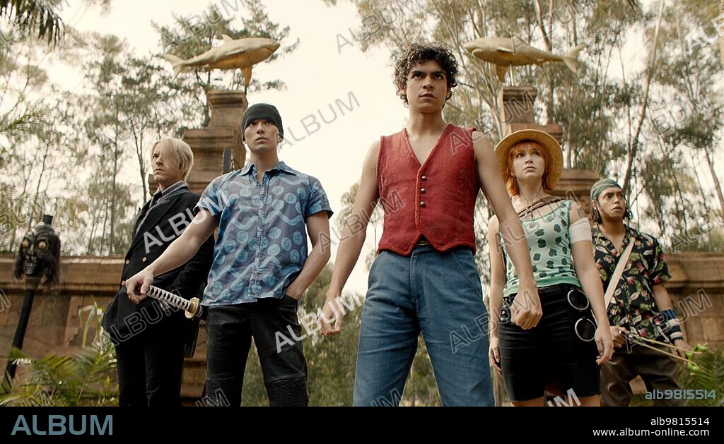 EMILY RUDD, IÑAKI GODOY, JACOB ROMERO and MACKENYU in ONE PIECE, 2023, directed by MARC JOBST. Copyright Tomorrow Studios / Netflix.
