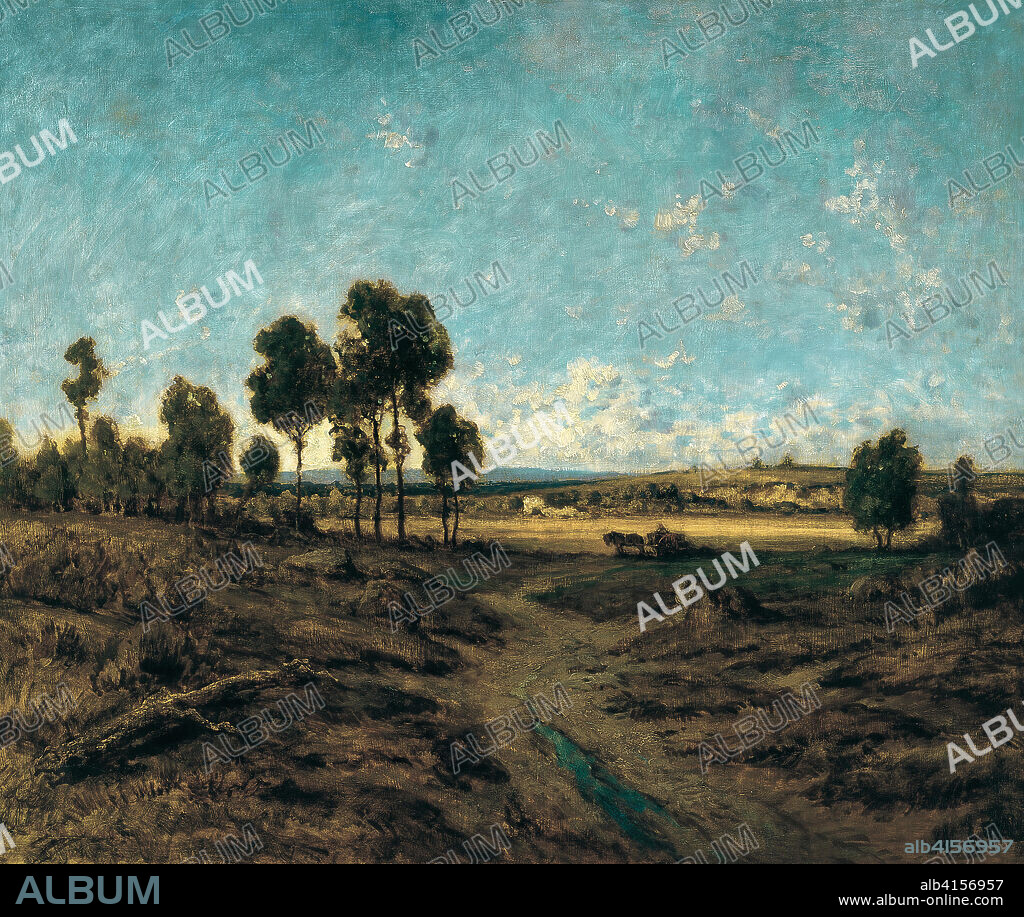 THÉODORE ROUSSEAU. Théodore Rousseau (París 1812 - Barbizon 1867). Vista de la llanura de Montmartre (hacia 1848). Óleo sobre tabla. 59,5 x 72 cm.