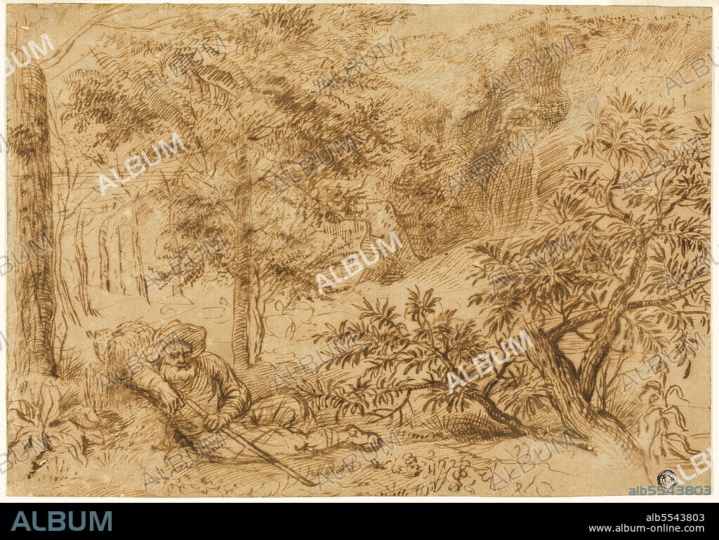 LAMBERT LOMBARD and JAN LIEVENS. Landscape with Shepherd Sleeping under Tree, n.d.