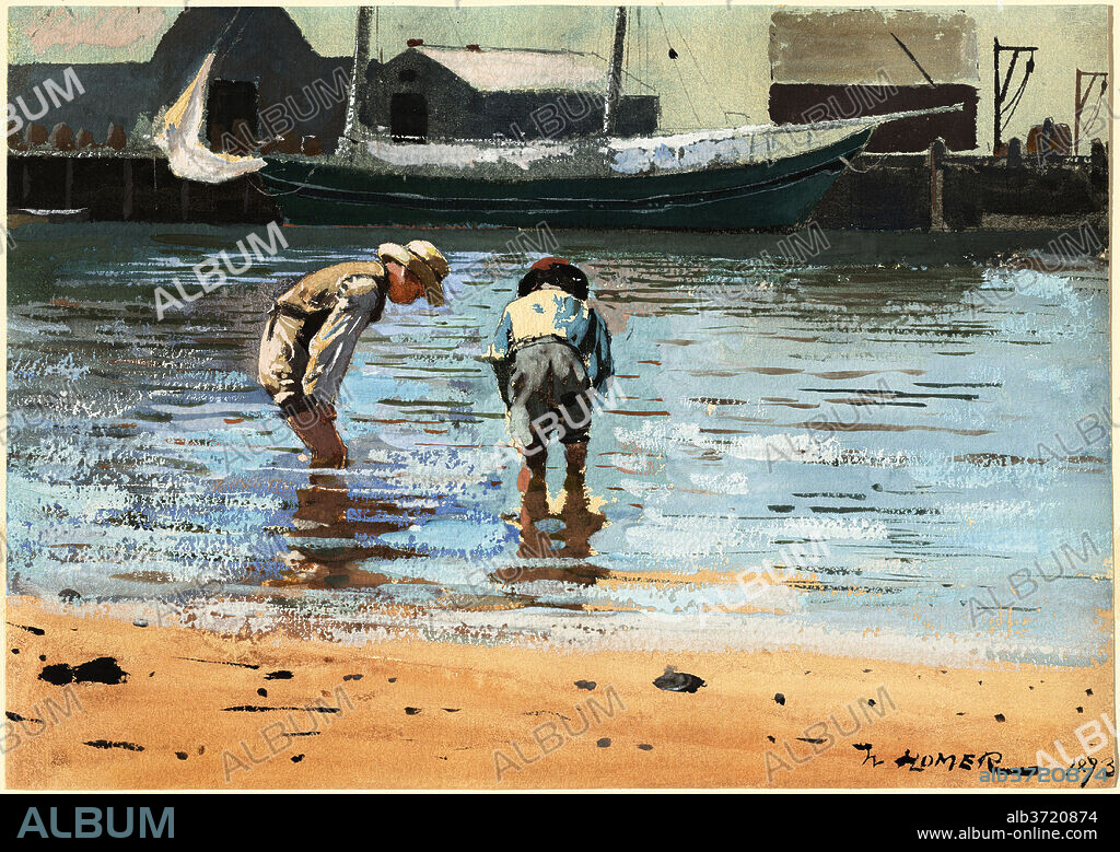 WINSLOW HOMER. Boys Wading. Dated: 1873. Dimensions: sheet: 24.77 × 34.93 cm (9 3/4 × 13 3/4 in.). Medium: watercolor and gouache over graphite on wove paper.