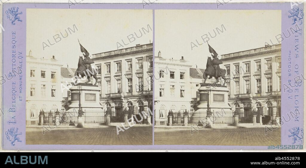 Brussels, La Statue de Godefroy de Bouillon par Simonis, sur la Place Royale, Jules Queval, 1860 - 1880.