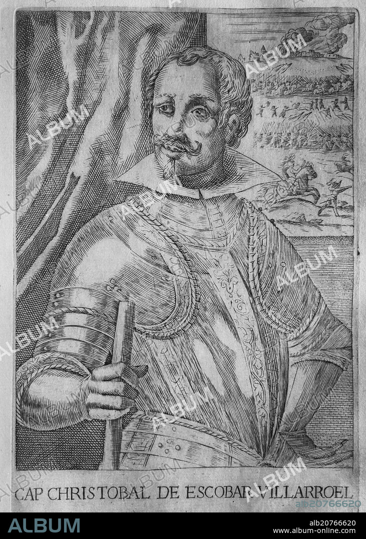 ALONSO DE OVALLE. CRISTOBAL ESCOBAR VILLARROEL - S XVI - 206x137 - ILUSTRACION DE LA HISTORICA RELACION DEL REINO DE CHILE - 1646.