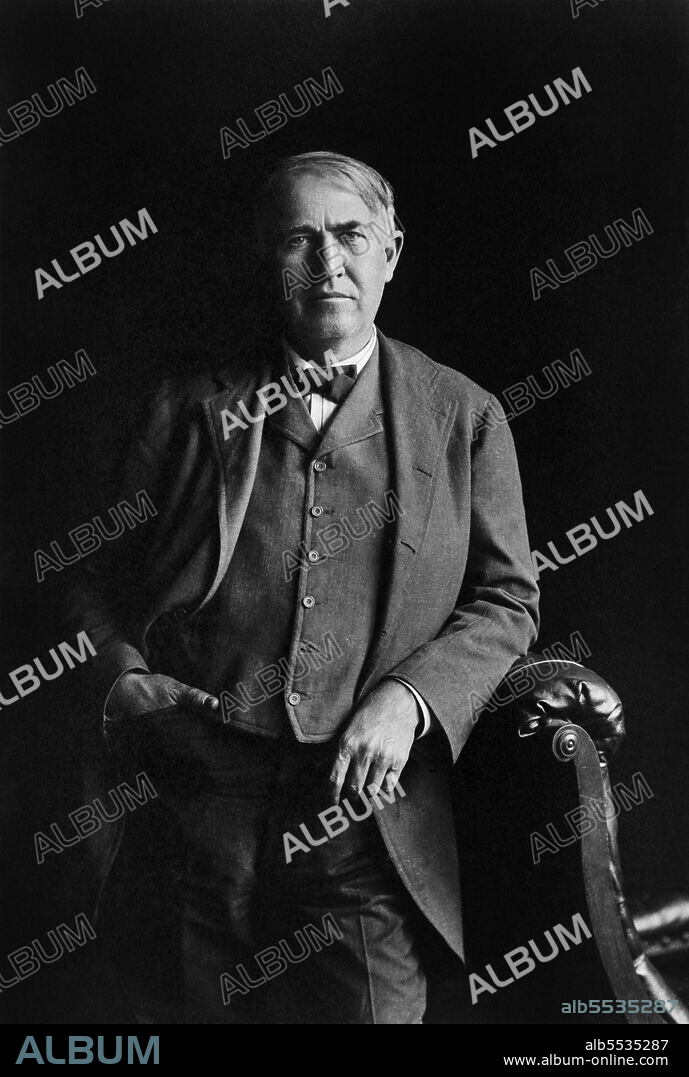 Thomas Alva Edison (1847-1931), American Inventor, three-quarter length Portrait, Unidentified Artist, 1906.