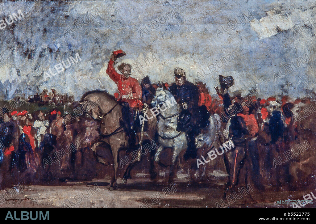 Joaquim Vayreda /'Francisco Savalls llevando prisionero al general Nouvilas', siglo XIX. Colección privada.