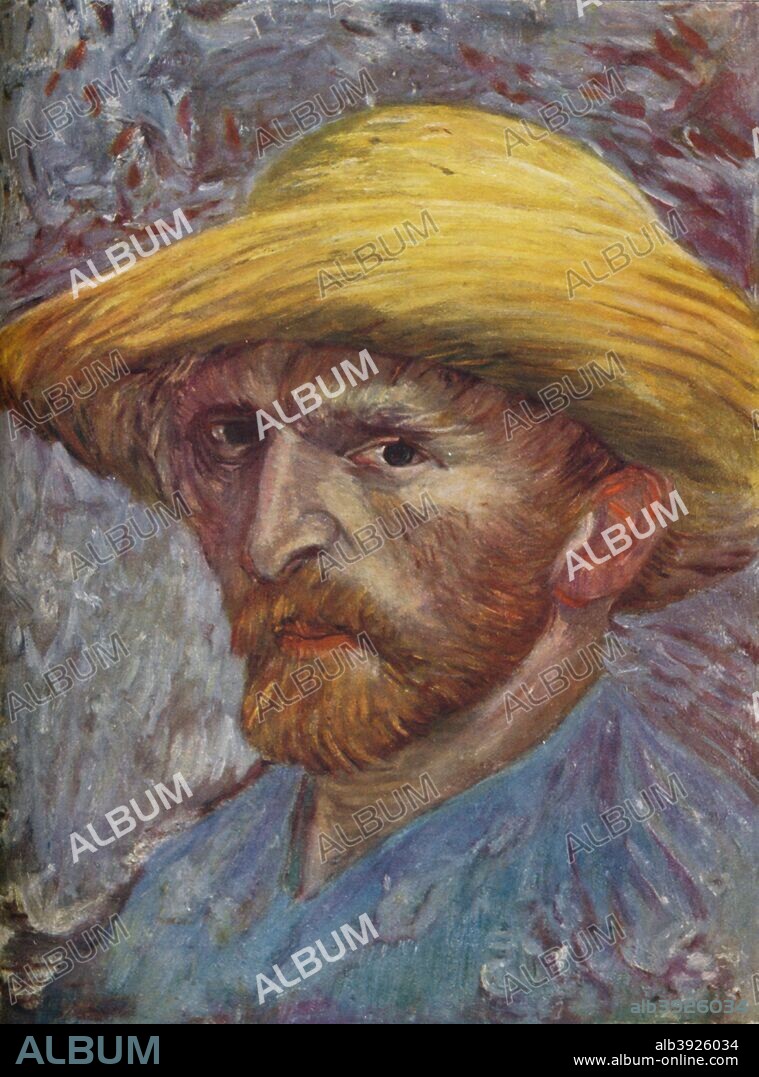 'Self Portrait with Straw Hat', 1887. Painting held at The Detroit Institute of Arts, Michigan. From The Outline of Art, edited by Sir William Orpen, K.B.E. R.A. R.I.. [George Newnes Limited, London, c1924].