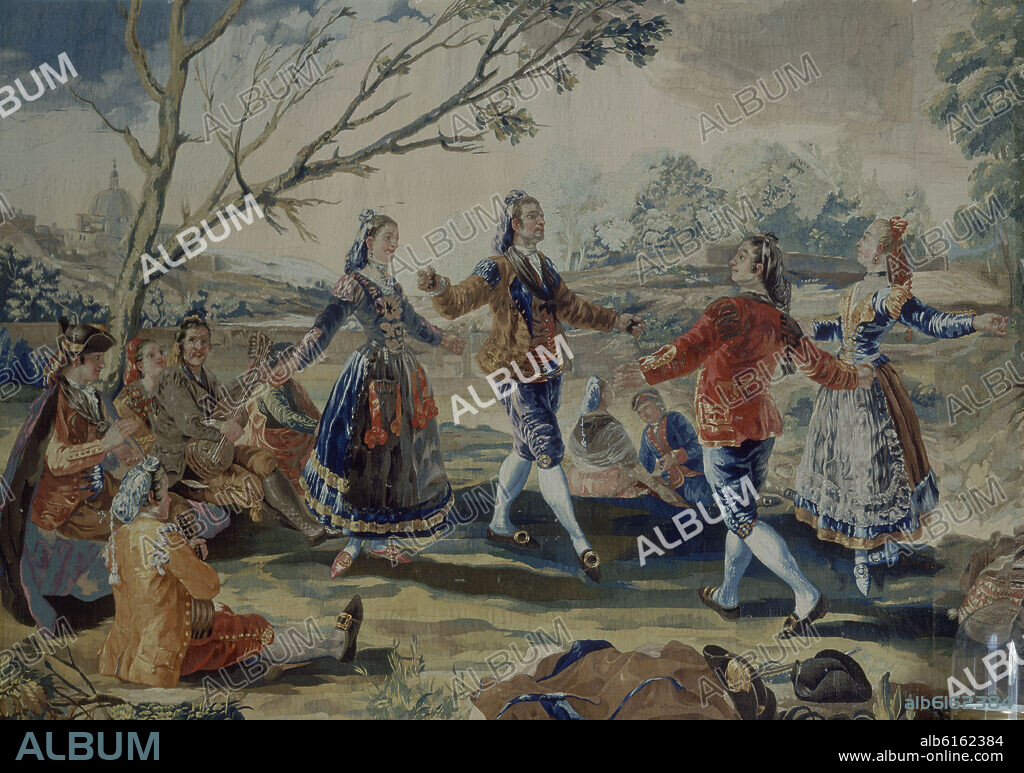 FRANCISCO DE GOYA. TAPIZ DE LA REAL FABRICA- EL BAILE DE SAN ANTONIO DE LA FLORIDA - SIGLO XVIII - COMEDOR DEL MONASTERIO DE SAN LORENZO DEL ESCORIAL.