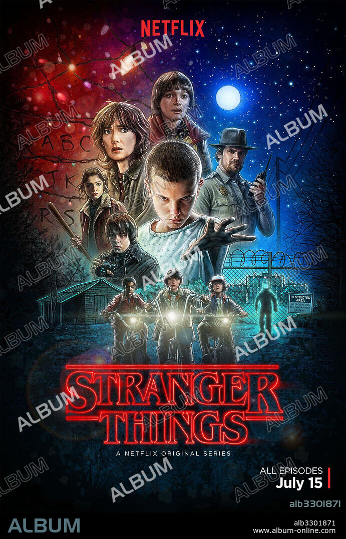 Poster of STRANGER THINGS, 2016, directed by MATT DUFFER and ROSS DUFFER. Copyright 21 LAPS ENT/MONKEY MASSACRE. Season 1.