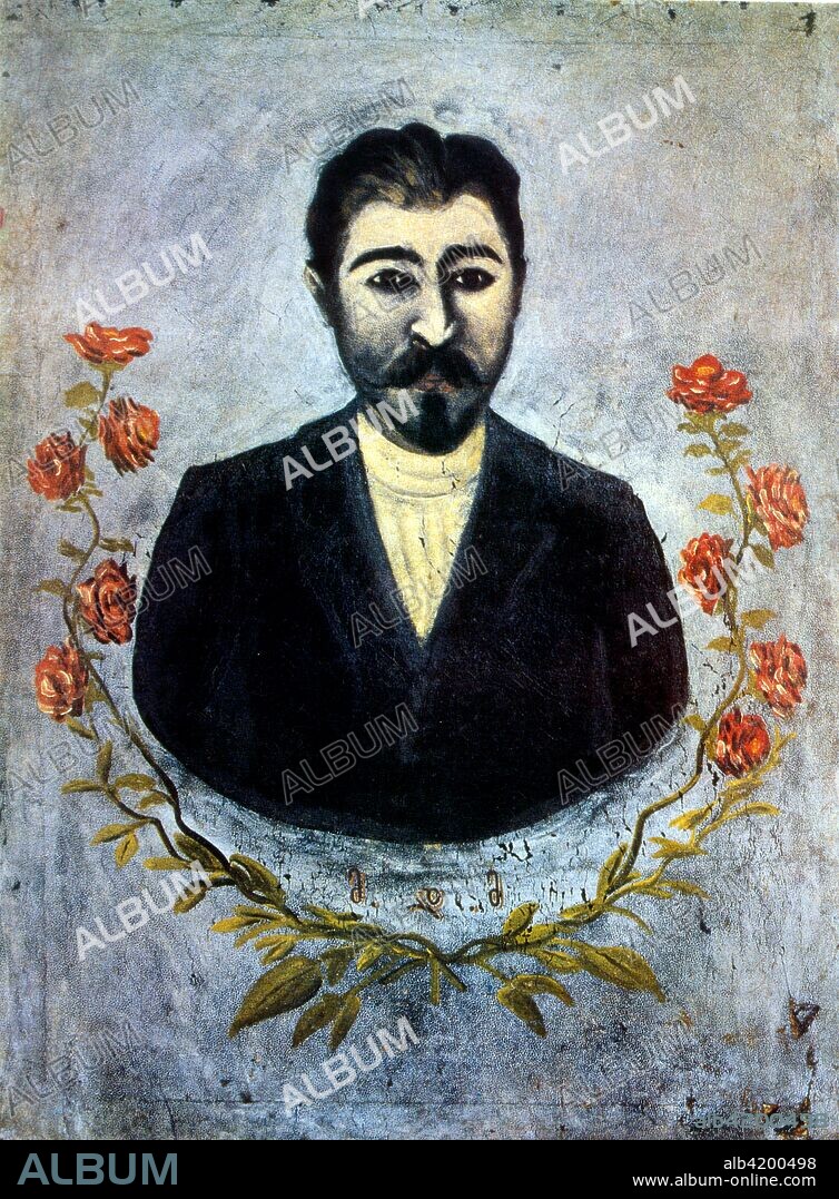 Portrait of a rail worker, 1904, by Niko Pirosmani (1862–1918), Russian, Georgian primitivist painter, who posthumously rose to prominence.