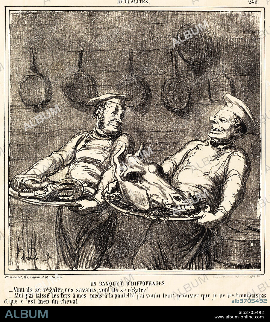 HONORé DAUMIER. Un Banquet d'hippophages. Dated: 1865. Medium: lithograph.