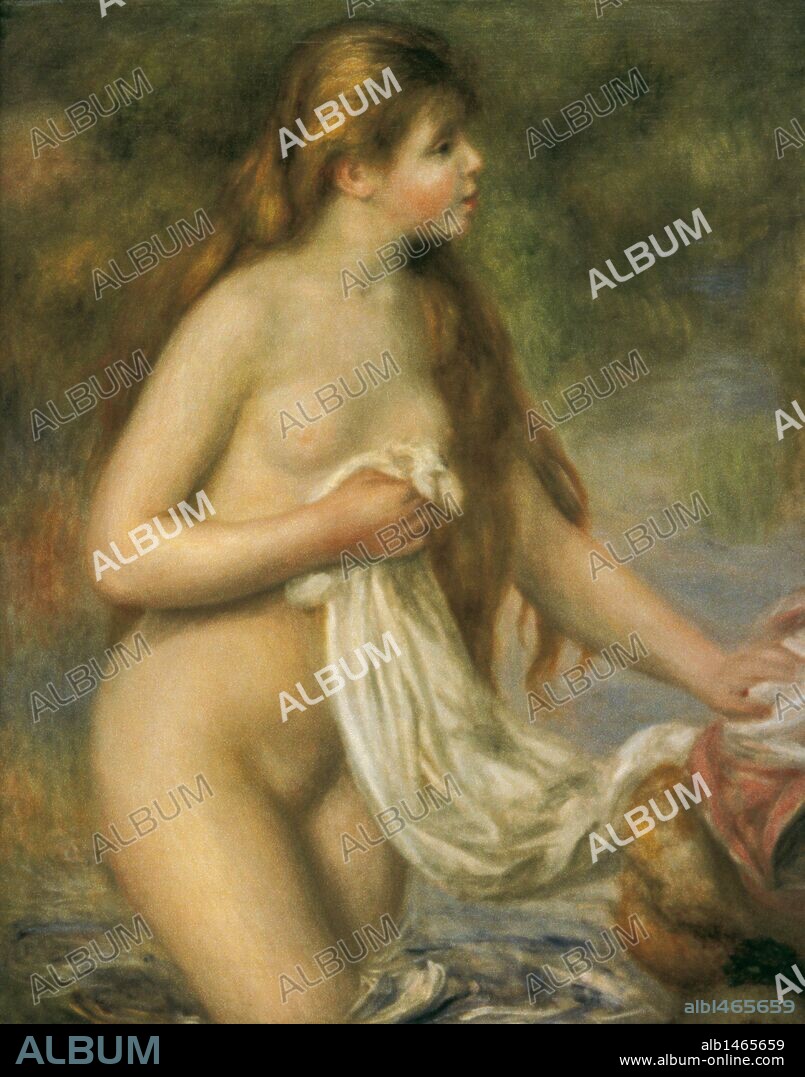 PIERRE AUGUSTE RENOIR. Pierre-Auguste Renoir (1841-1919). French painter. Impressionist style. Bather with long hair, 1895-1896. Museum of Orangerie. Pari_s. France.