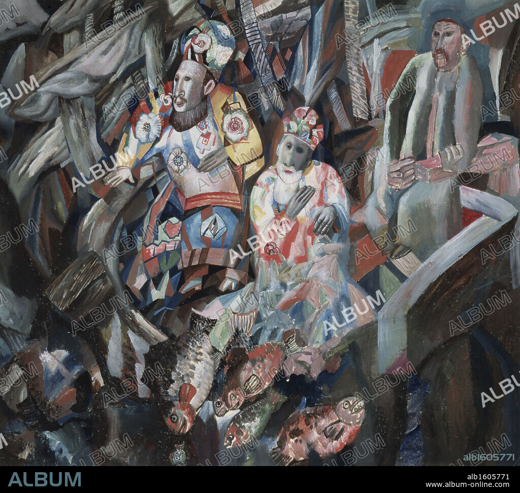 East and West by Pavel Nikolaevic Filonov, oil gouache on paper 1912-13, 1883-1941, Russia, St. Petersburg, State Russian Museum.