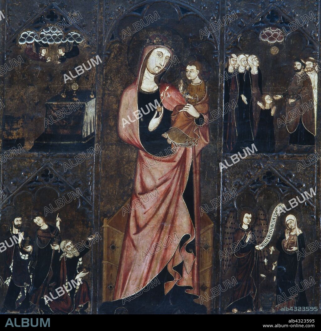Maestro de Vallbona de les Monges / Frontal del Corpus Christi, hacia 1335-1345, Temple sobre madera, procedente de la capilla del Corpus Christi de la iglesia del monasterio de Santa Maria de Vallbona de les Monges.