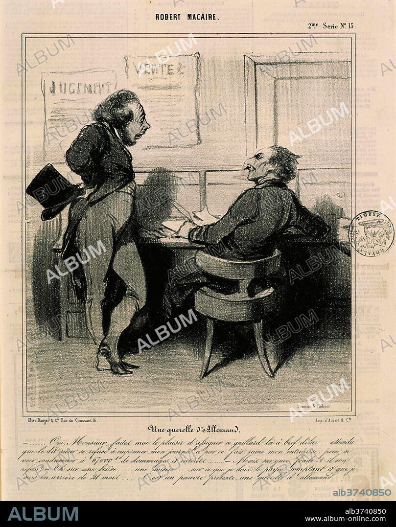 HONORE DAUMIER. Une querelle d'allemand. Dated: 19th century. Medium: lithograph.