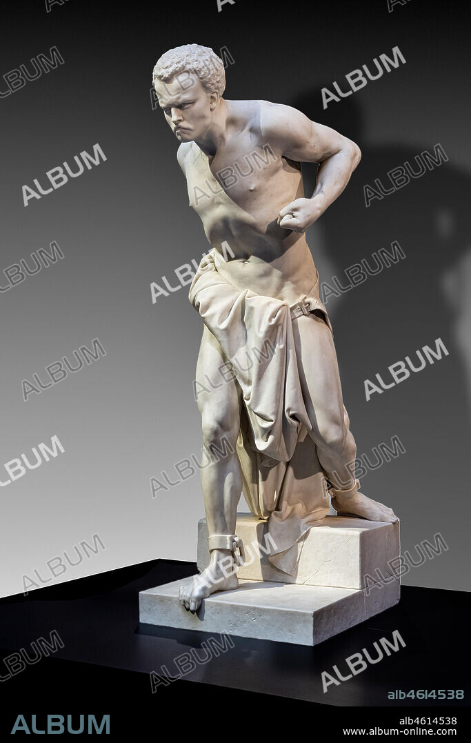 Vincenzo Vela: "Spartacus", marble sculpture, 1850.
