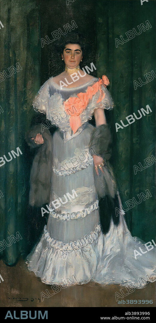RAMON CASAS. Montserrat Casas de Nieto, in Evening Dress. Date/Period: 1904. Painting. Oil on canvas. Height: 1,980 mm (77.95 in); Width: 1,010 mm (39.76 in).