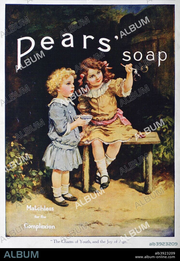 'The Charm of Youth, and the Joy of Age', Pears soap advert, 1916. A print from The Graphic, 10th June 1916.   Rights information: Cleared for Editorial Use Only. Please Contact Us For Any Other Clearance Rights.