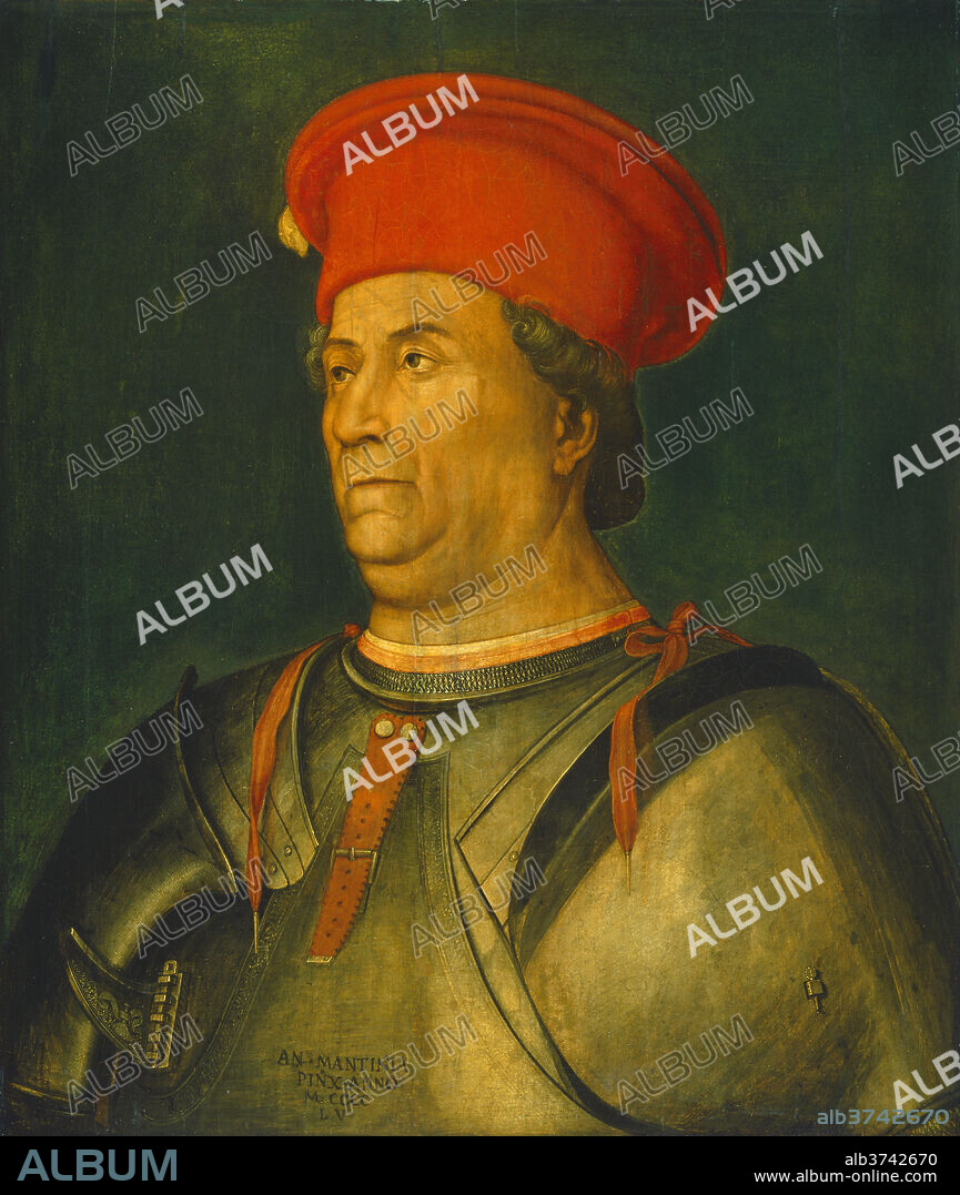 NORTH ITALIAN 15TH CENTURY. Francesco Sforza. Dated: probably c. 1480/1500. Dimensions: painted surface: 69.5 x 59.5 cm (27 3/8 x 23 7/16 in.)  overall (with backing, collar, and cradle): 72.4 x 62.1 cm (28 1/2 x 24 7/16 in.)  framed: 103.5 x 92.7 x 8.9 cm (40 3/4 x 36 1/2 x 3 1/2 in.). Medium: oil on panel.