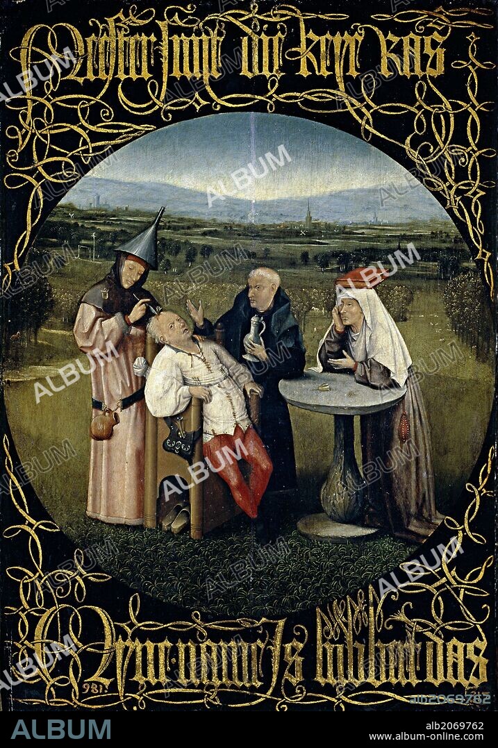HIERONYMUS BOSCH. El Bosco / 'Extracción de la piedra de locura', Hacia 1490, Escuela Flamenca, Óleo sobre Tabla, 48,5 cm x 34,5 cm, P02056.