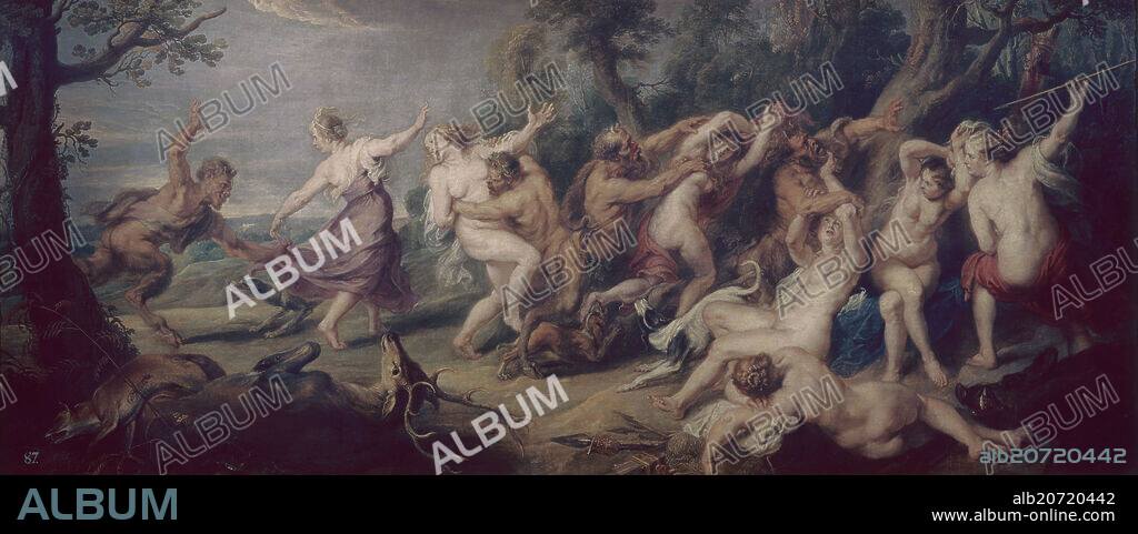 PEDRO PABLO RUBENS (1577-1640). DIANA Y SUS NINFAS SORPRENDIDAS POR SATIROS - 1639-1640 - OLEO/LIENZO - 129,5x315,2 - BARROCO FLAMENCO.