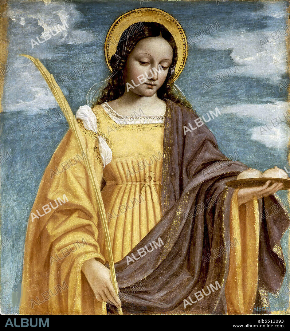 AMBROGIO BERGOGNONE. Saint Agatha (From the San Bartolomeo Polyptych).