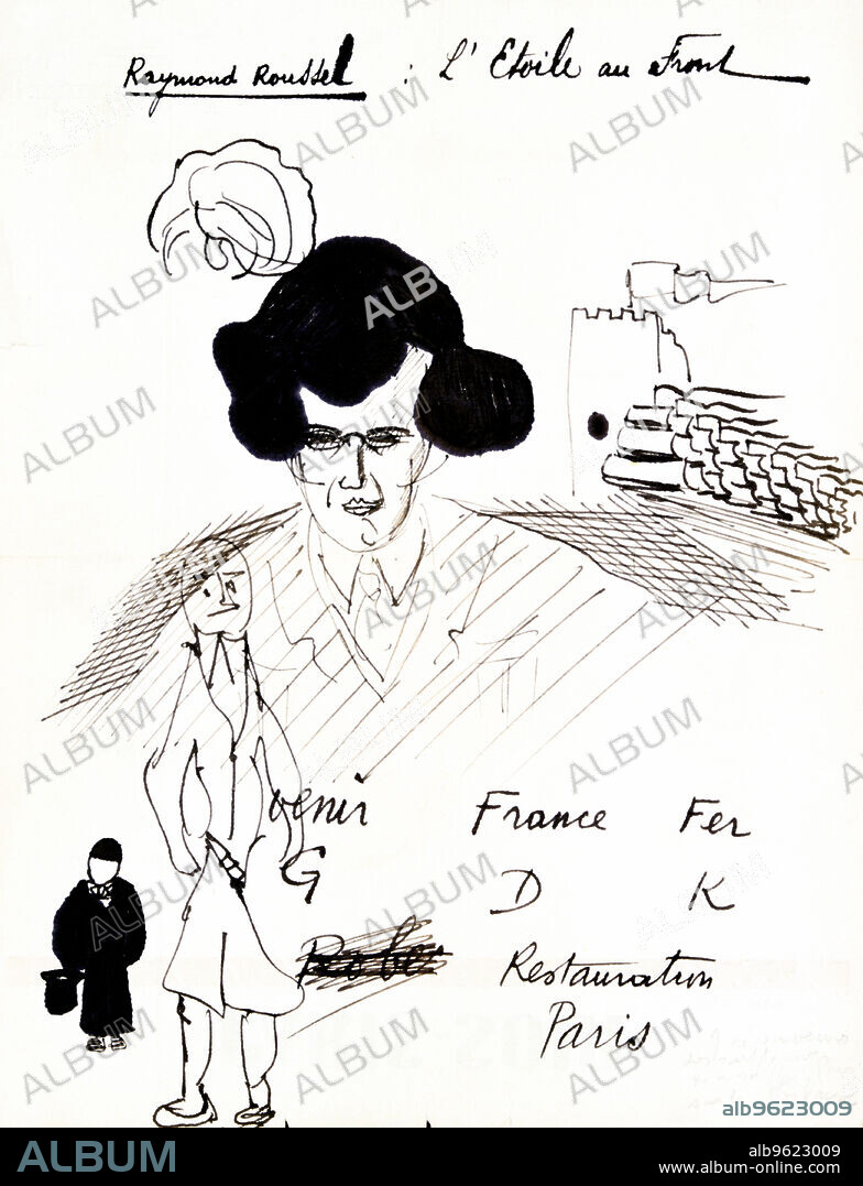 'Rebus: Raymond Roussei', 1900-1954. Robert Desnos (1900 - 1945) was a French surrealist poet, who developed the automatic writing style recording the associations and leaps of the subconscious mind.