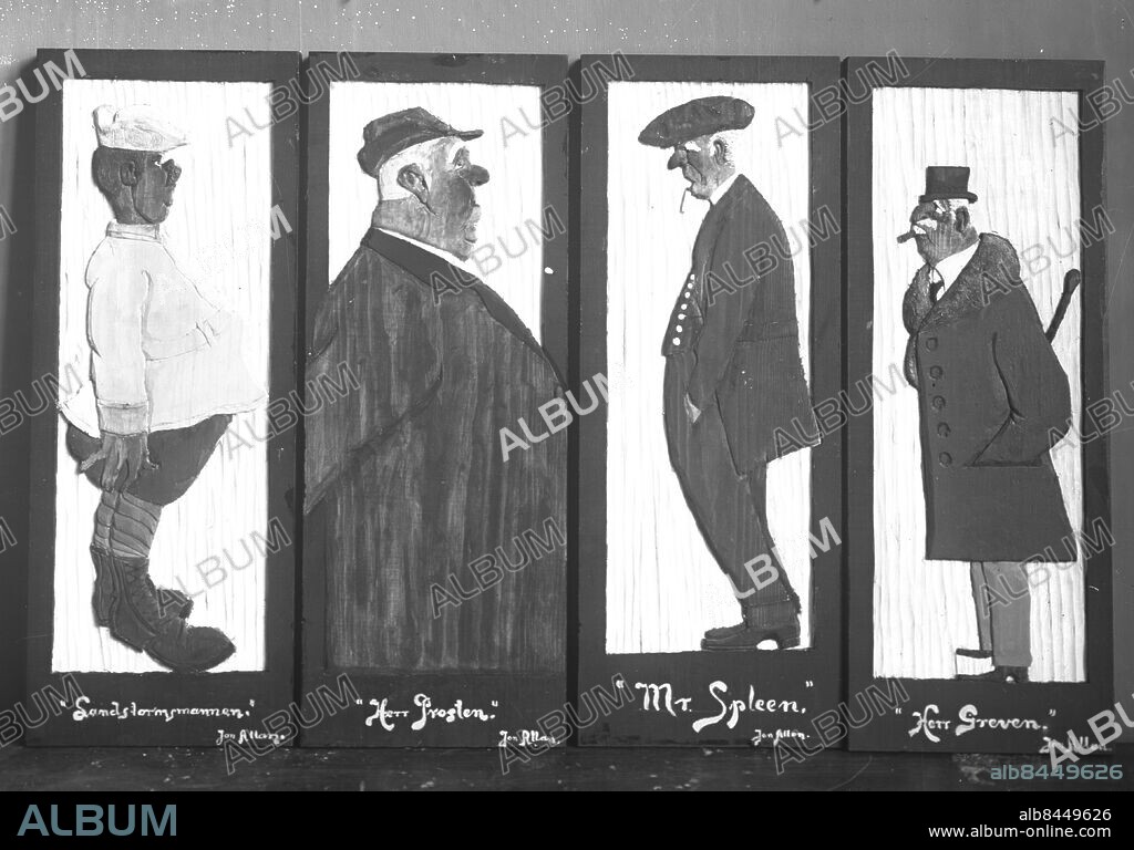 Göteborg 1927-12-16 - Träskulpturer - Karikatyrer av en viss Allan Eklund eller Jon Allan *** Local Caption *** GT - Låda 1927-05. KAMERAREPORTAGE.