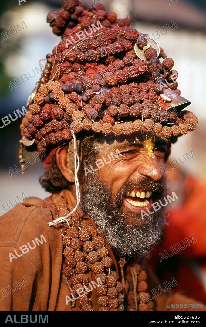 They are known, variously, as sadhus (saints, or 'good ones'), yogis (ascetic practitioners), fakirs (ascetic seeker after the Truth) and sannyasins (wandering mendicants and ascetics). They are the ascetic – and often eccentric – practitioners of an austere form of Hinduism. Sworn to cast off earthly desires, some choose to live as anchorites in the wilderness. Others are of a less retiring disposition, especially in the towns and temples of Nepal's Kathmandu Valley. If the Vale of Kathmandu seems to boast more than its share of sadhus and yogis, this is because of the number and importance of Hindu temples in the region. The most important temple of Vishnu in the valley is Changunarayan, and here the visitor will find many Vaishnavite ascetics. Likewise, the most important temple for followers of Shiva is the temple at Pashupatinath. Vishnu, also known as Narayan, can be identified by his four arms holding a sanka (sea shell), a chakra (round weapon), a gada (stick-like weapon) and a padma (lotus flower). The best-known incarnation of Vishnu is Krishna, and his animal is the mythical Garuda. Shiva is often represented by the lingam, or phallus, as a symbol of his creative side. His animal is the bull, Nandi, and his weapon is the trisul, or trident. According to Hindu mythology Shiva is supposed to live in the Himalayas and wears a garland of snakes. He is also said to smoke a lot of bhang, or hashish. Rudraksha, also rudraksh, Sanskrit: rudrak?a ('Rudra's eyes'), is a large evergreen broad-leaved tree whose seed is traditionally used for prayer beads in Hinduism.