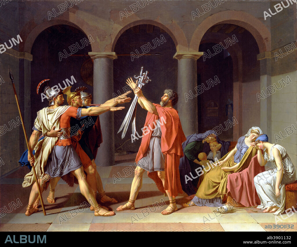 JACQUES LOUIS DAVID. Copy of the Oath of the Horatii - made by Girodet. Date/Period: 1786 (original by David made in 1784). Painting. Oil on canvas. 130,2 x 166,2 cm.