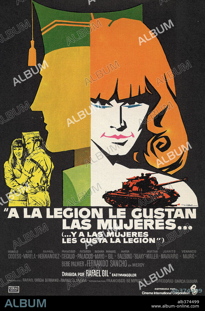 Poster de A LA LEGION LE GUSTAN LAS MUJERES... Y A LAS MUJERES, LES GUSTA LA LEGION, 1976, dirigida por RAFAEL GIL. Copyright CORAL P.C.