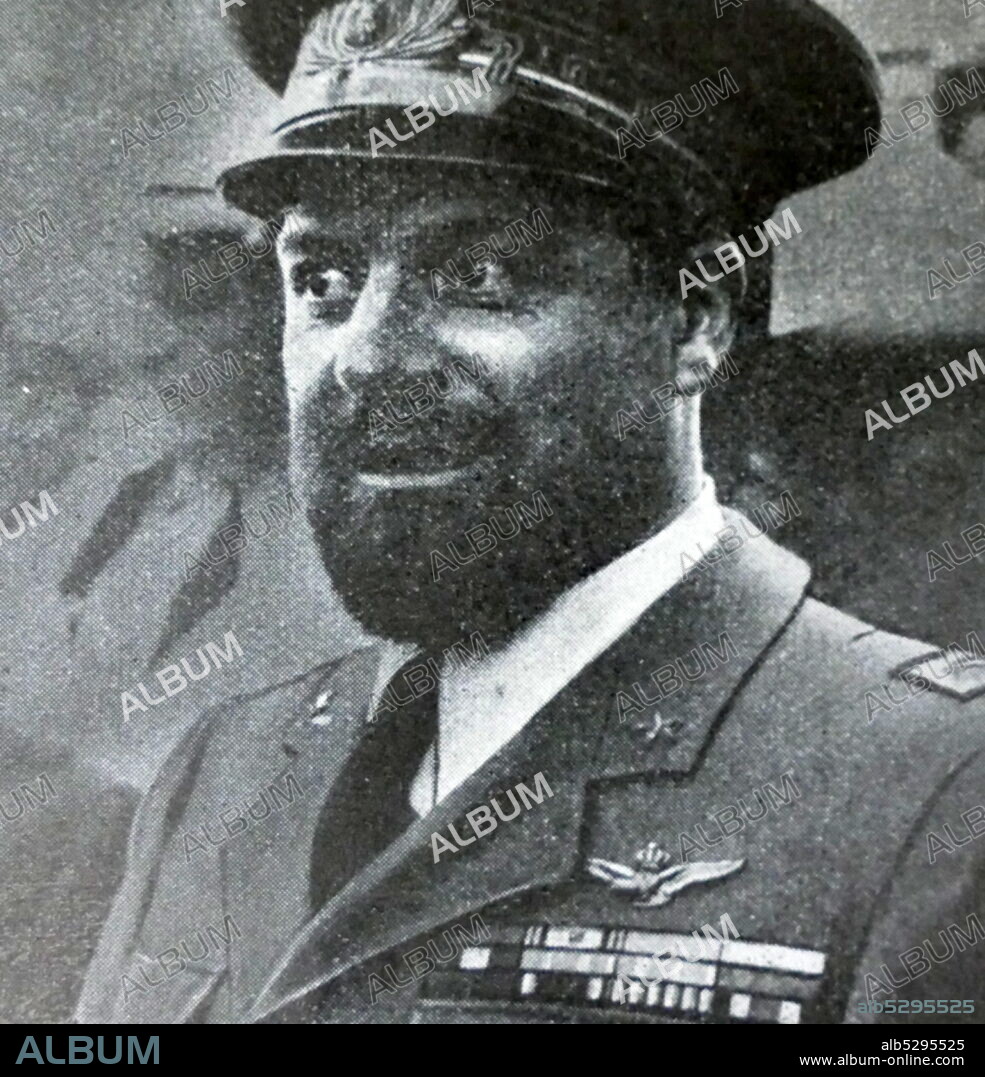 Black and white photo of the arrival in New York of the squadron of Italo Balbo (1896-1940), leader of the Italian Blackshirts and Marshall of the Italian Air Force.