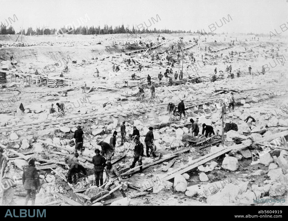 Geschichte:. Rußland / Straf- und Arbeitslager in der Sowjetunion. Strafgefangene bei der Arbeit. Foto, um 1932.