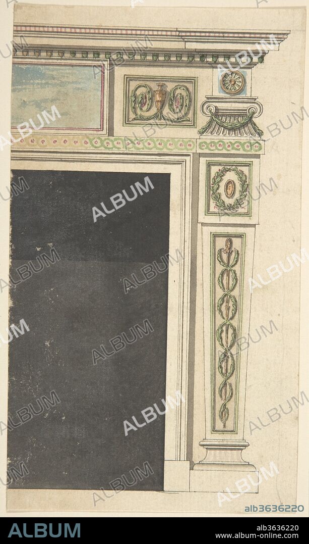 Design for a Chimneypiece, possibly for Melbourne House (now Albany), Piccadilly, London. Artist: Sir William Chambers (British (born Sweden), Göteborg 1723-1796 London). Dimensions: sheet: 6 3/4 x 3 7/8 in. (17.1 x 9.9 cm). Date: 1771-75 (?).