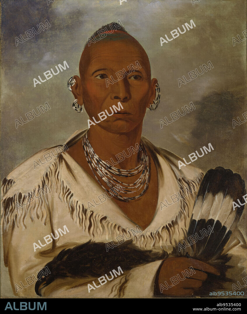 GEORGE CATLIN. Múk-a-tah-mish-o-káh-kaik, Black Hawk, Prominent Sac Chief. oil on canvas. Date: 1832.