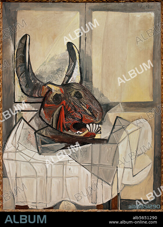 PABLO PICASSO. Picasso, Pablo 1881-1973. "Bull's Head on a Table", 6 April 1942. Oil on canvas, 116 × 89cm. Donazione Emilio e Maria Jesi, Milan, Pinacoteca di Brera.