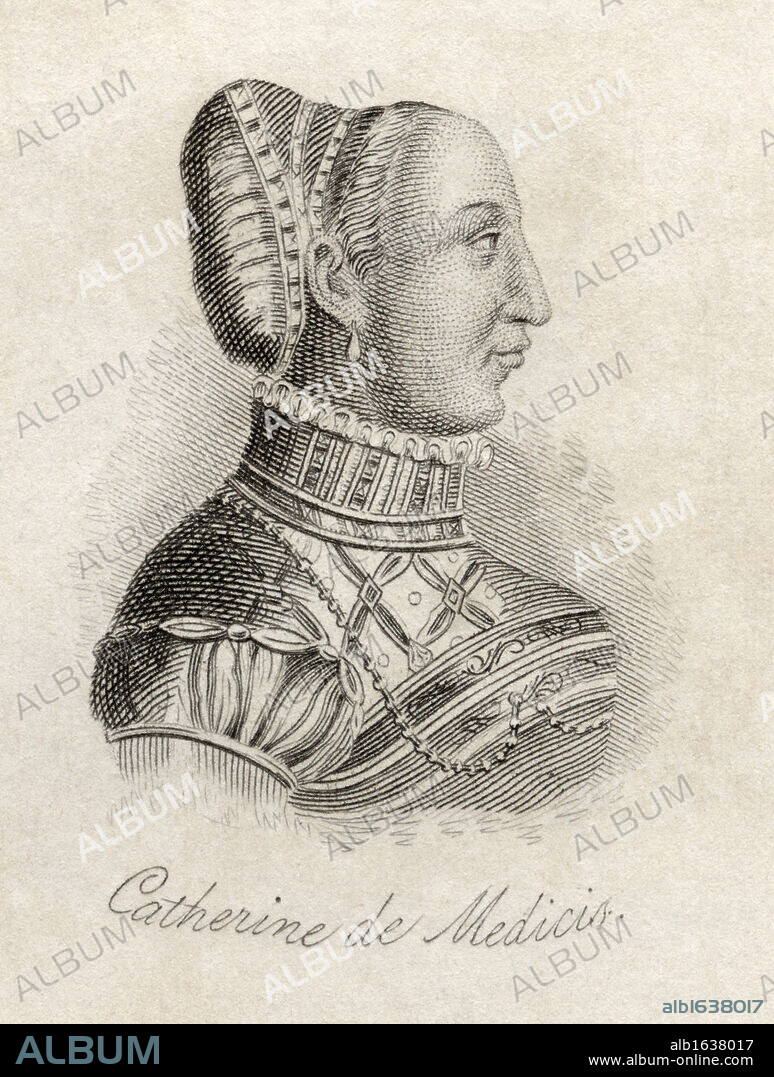 Catherine de Medici 1519-1589 Born Caterina Maria Romola de Medici Queen of France wife of Henry II of France From the book Crabbs Historical Dictionary published 1825.