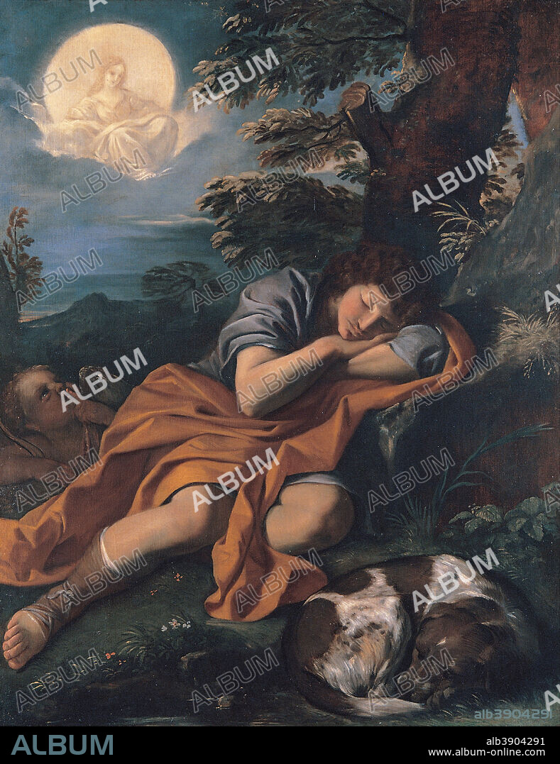 PIER FRANCESCO MOLA. Diane and Endymion. Date/Period: Ca. 1660. Painting. Oil on canvas. Height: 1,480 mm (58.26 in); Width: 1,170 mm (46.06 in).