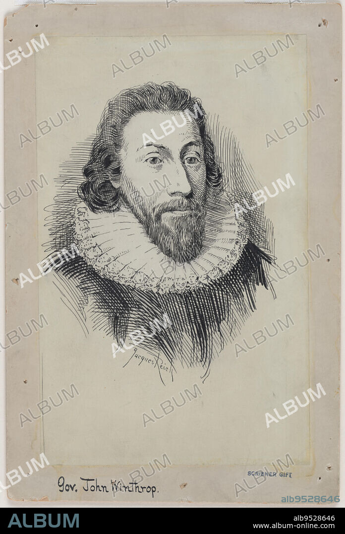 JACQUES REICH. John Winthrop. ink on paper. Date: c. 1899-1920.