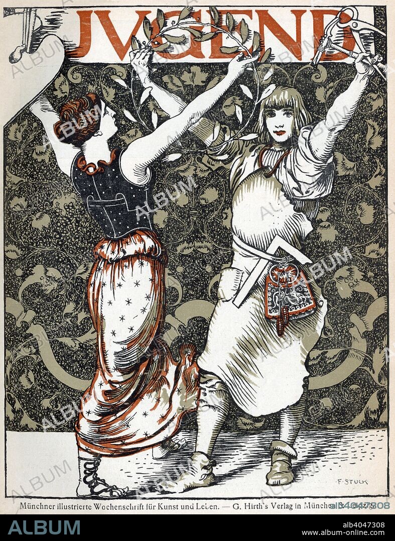 Cover of the German weekly art magazine Jugend, 1898. Jugend featured many German Art Nouveau artists and gave rise to the term 'Jugendstil' (Youth Style).