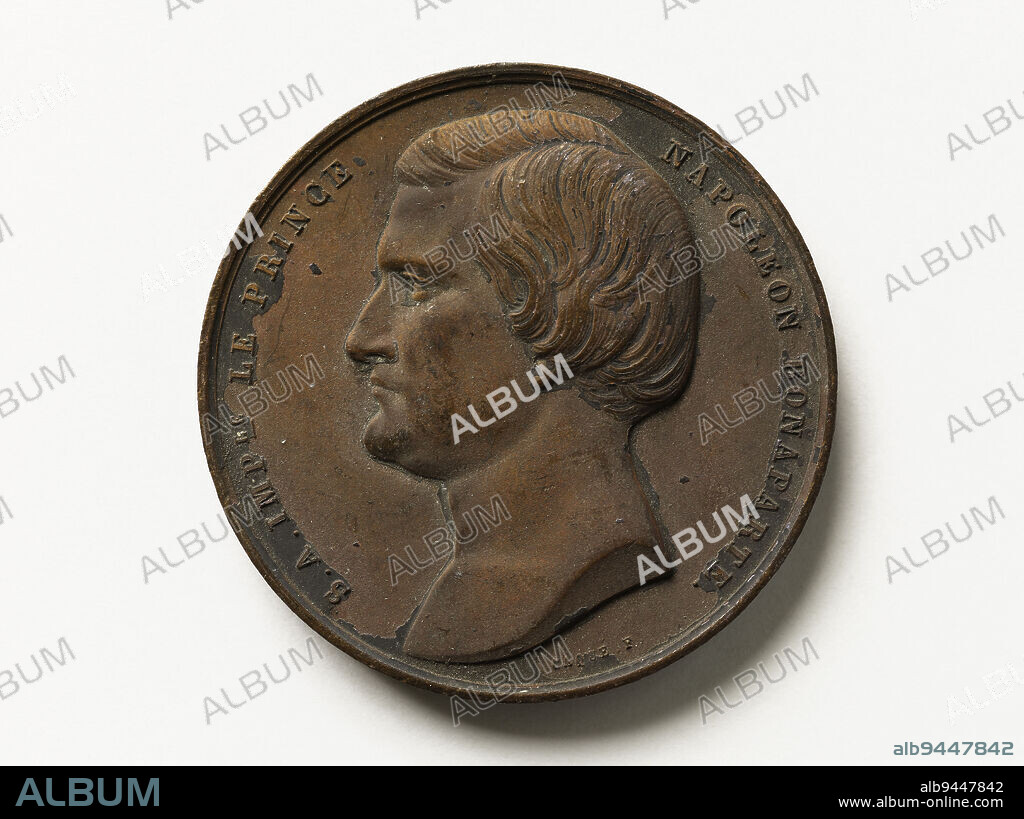 Napoleon Jérôme Bonaparte, (1822-1891), count of Montfort, French prince, count of Meudon and count of Moncalieri, political and military personality of the Second Empire, 1855, Caqué, Armand-Auguste, Engraver in medals, Massonnet, Publisher, En 1855, Numismatics, Medal, Dimensions - Work: Diameter: 5 cm, Weight (type dimension): 65.26 g.