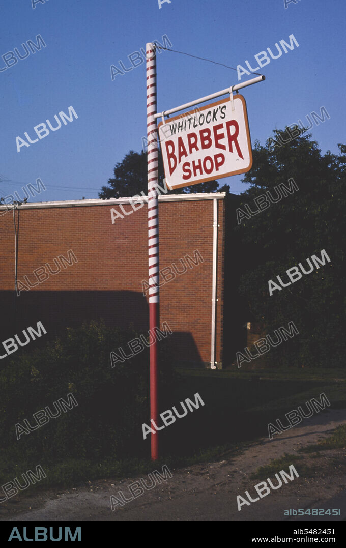 1980s America -  Whitlock's Barber Shop sign, Monroe, Louisiana 1982.