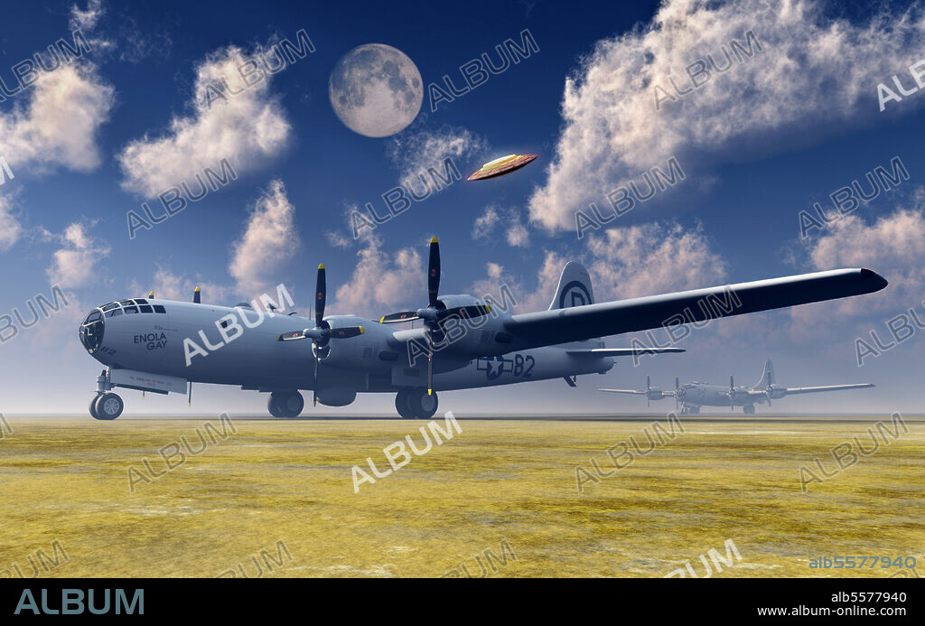 The Enola Gay B-29 Superfortress that dropped the first atomic bomb during World War II. The aircraft was assinged to Walker Air Force Base near Roswell, New Mexico after World War II came to an end.